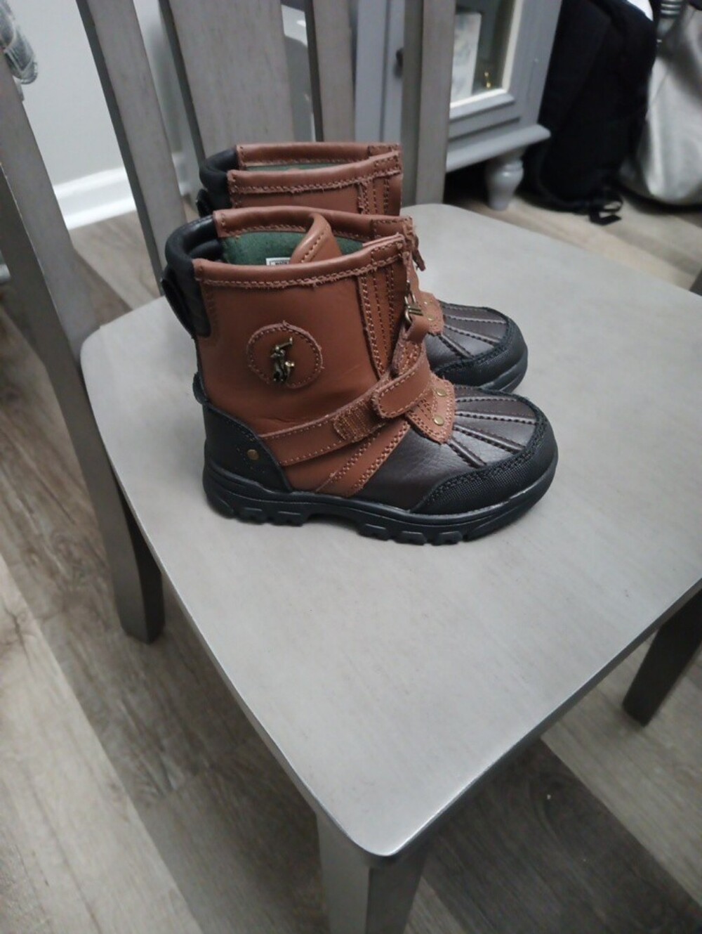 Kids Toddlers Brown and Black Size 9 Winter Boots - Brand: Polo Ralph Lauren
